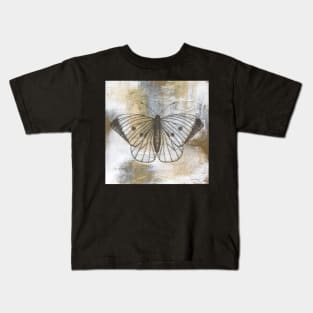 Gold And Grey Textures Butterfly A2 Kids T-Shirt